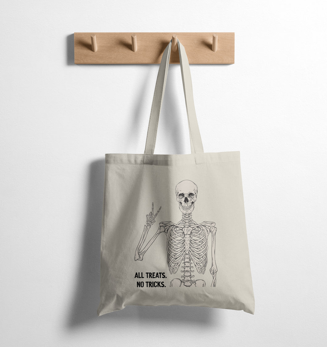 SKELETON ALL TREATS NO TRICKS  - TOTE BAG