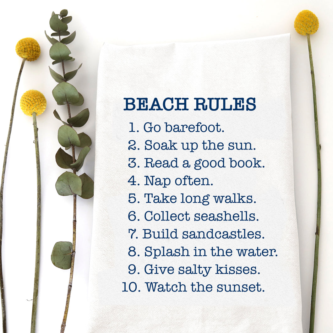BEACH RULES - TEA TOWEL