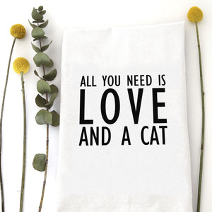 LOVE AND A CAT - TEA TOWEL